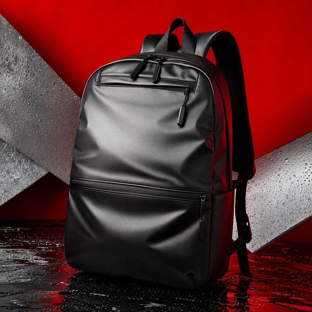 Black simple business casual backpack, suitable for both men and women, lightweight and large-capacity for commuting and travel Specification image
