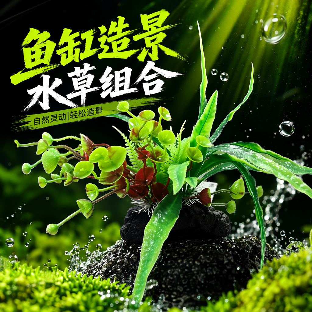 绿色仿真水草装饰品家居水族箱造景摆件细节图