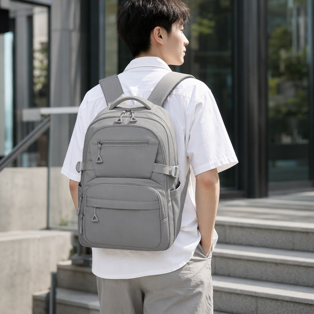 Grey backpack, large-capacity, lightweight student commuting travel backpack, unisplendour details Picture