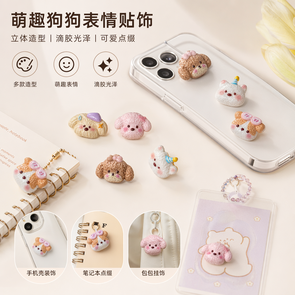 彩色小狗造型磁贴 可爱萌宠冰箱贴家居装饰实用强磁