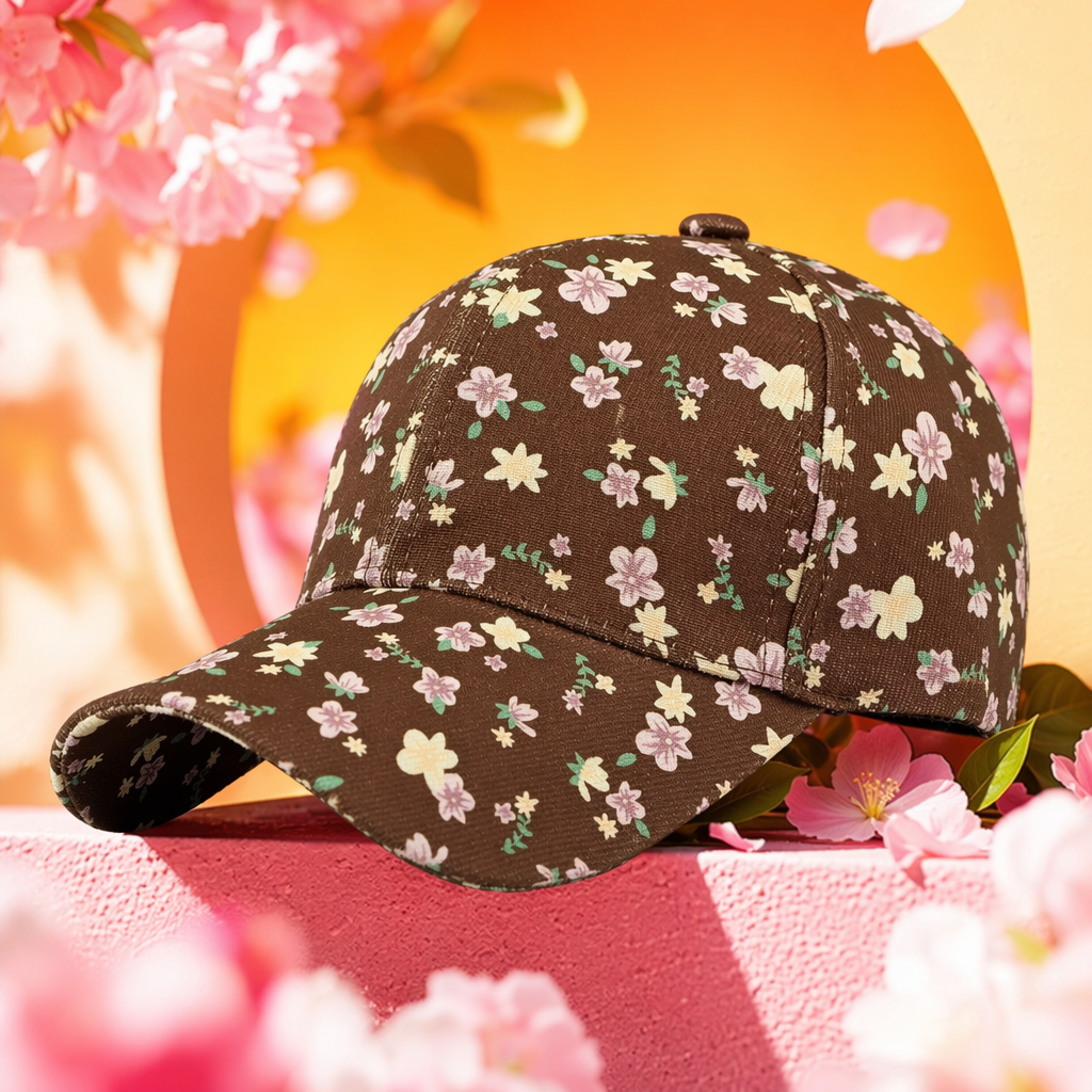 Brown floral baseball cap, women's casual and versatile sun hat, new Spring and summer style Specification image