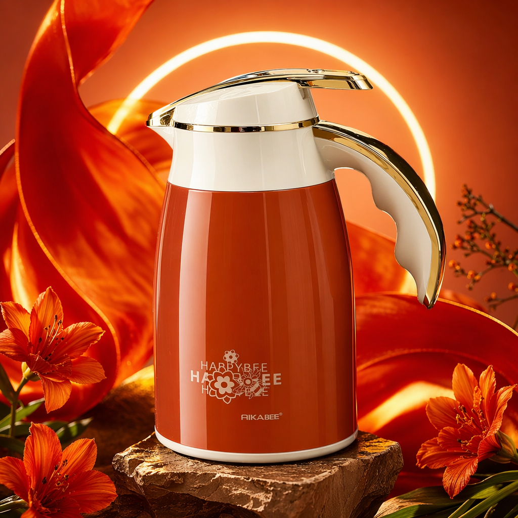 Red thermos flask, large-capacity stainless steel vacuum thermos flask for household use, 1.5L Specification image