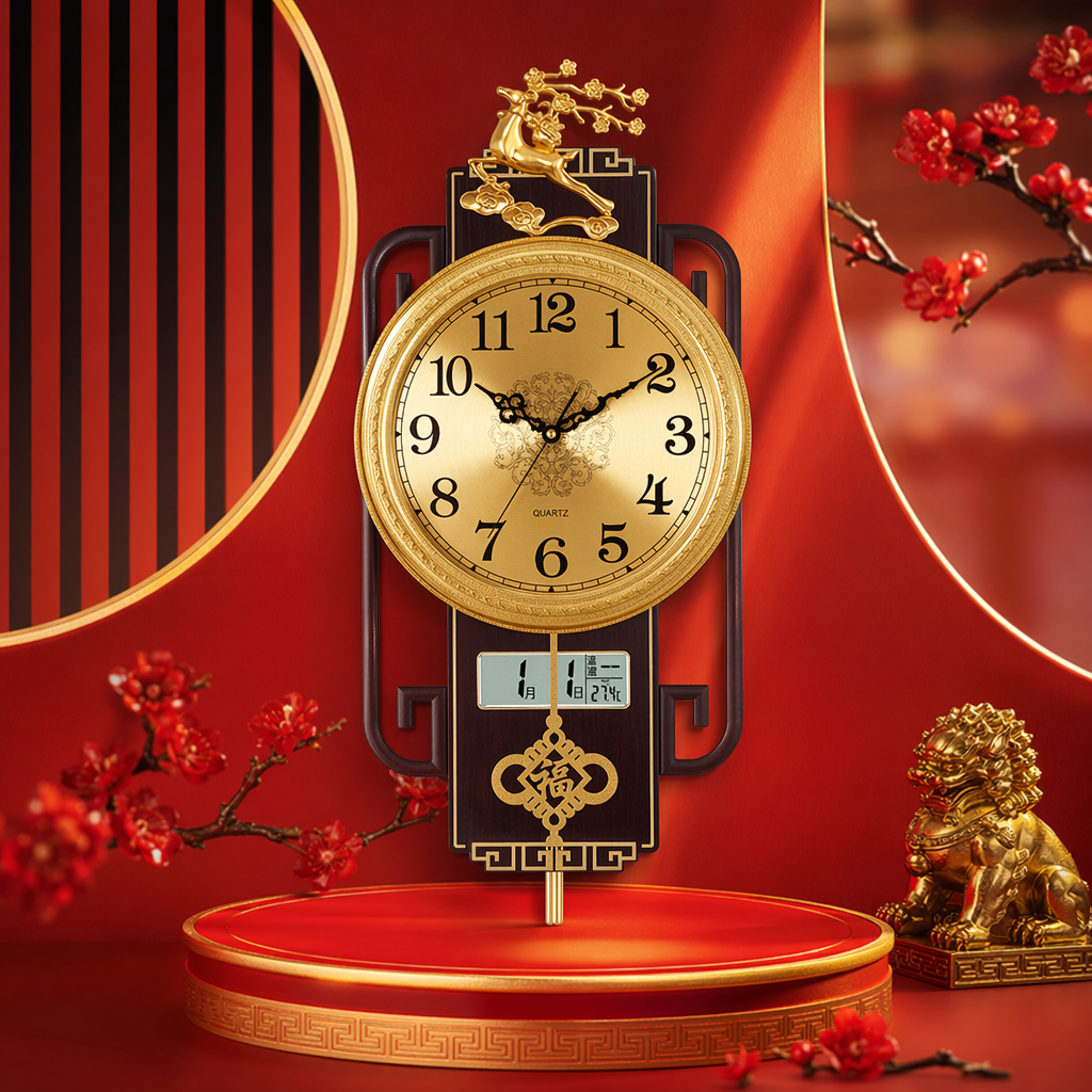 Golden wall clock for living room and bedroom, simple and modern wall-mounted clock with silent hands Specification image