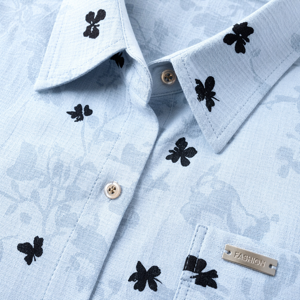 Light blue summer short-sleeved shirt Application Scenario