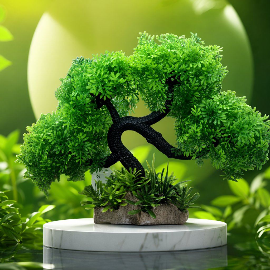 Green artificial bonsai trees, indoor decorative items, artificial trees and green plants, home living room, balcony Specification image