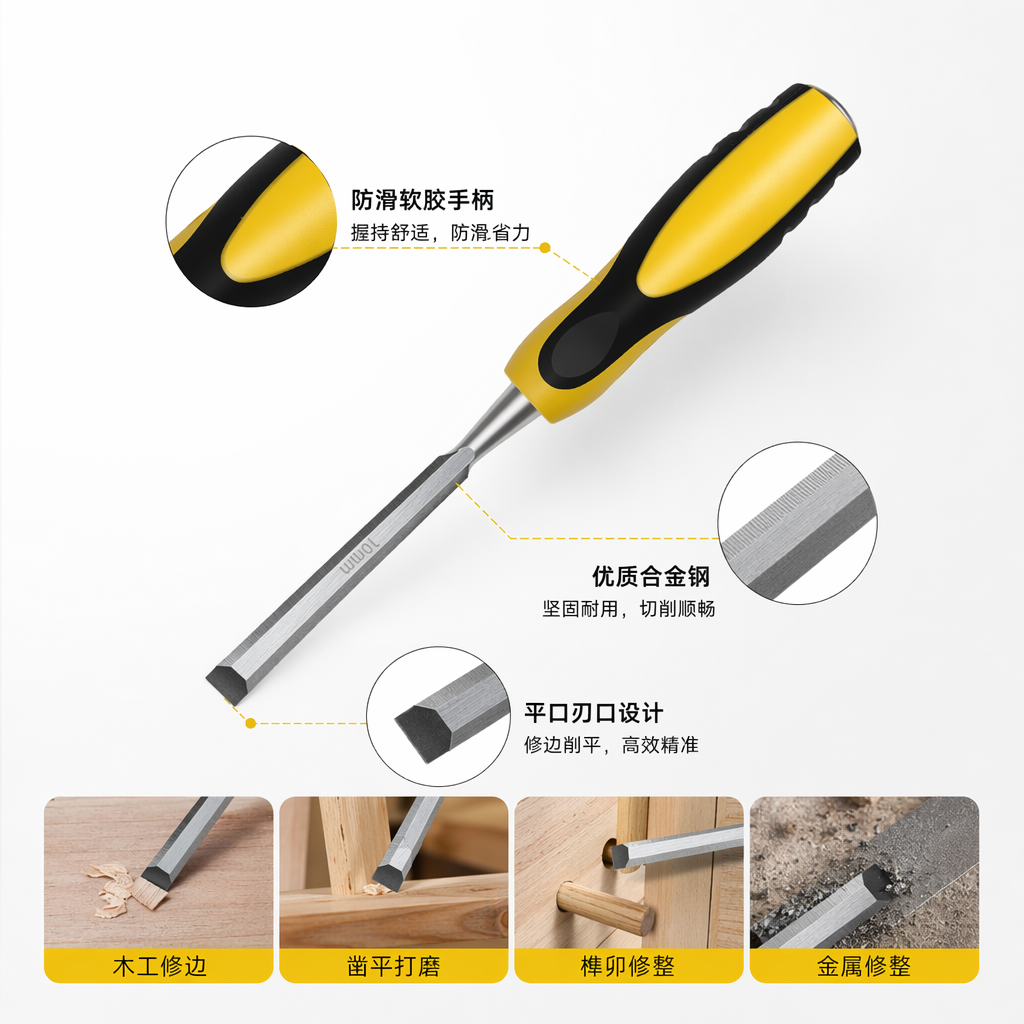 黄黑手柄木工凿专业级手工雕刻凿子 woodworking工具