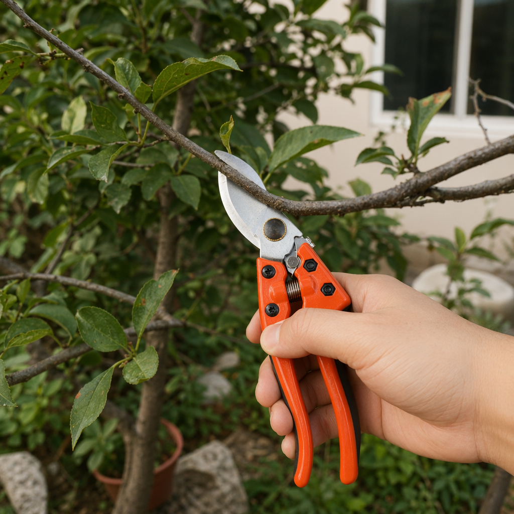 Orange handle garden pruning scissors, stainless steel sharp, household garden scissors details Picture