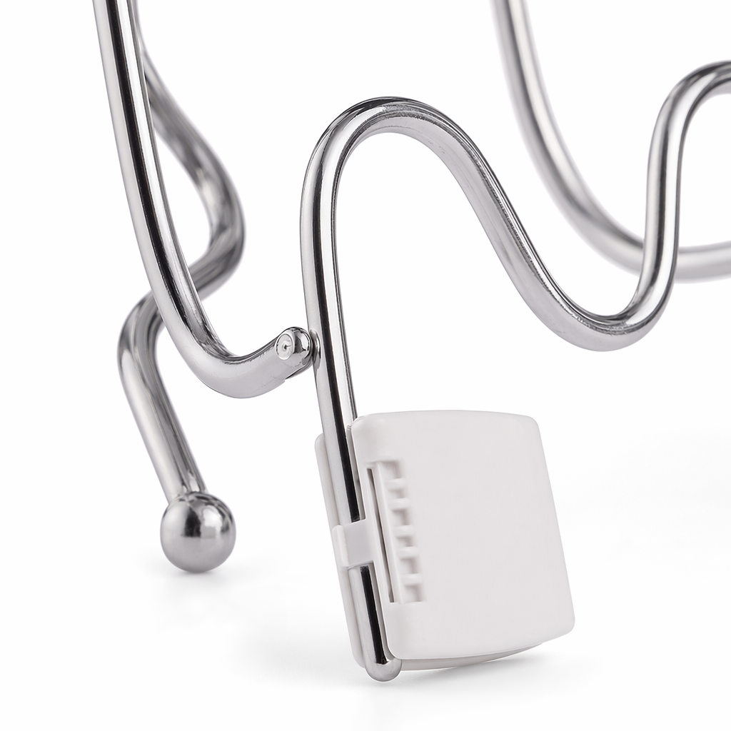 The silver metal double-layer phone stand on the desktop is adjustable and stable for load-bearing Application Scenario