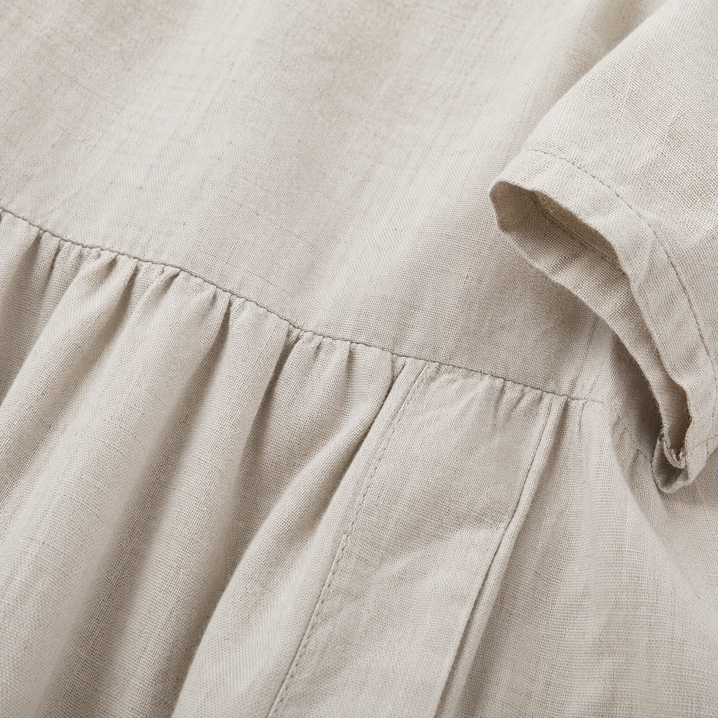 Beige linen dress for women's spring and autumn commuting casual long dress with a flowing and artistic feel Application Scenario