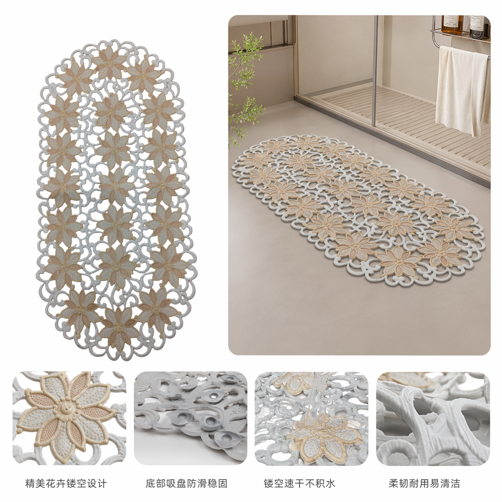 米色花朵刺绣桌垫 餐桌布艺家居用品