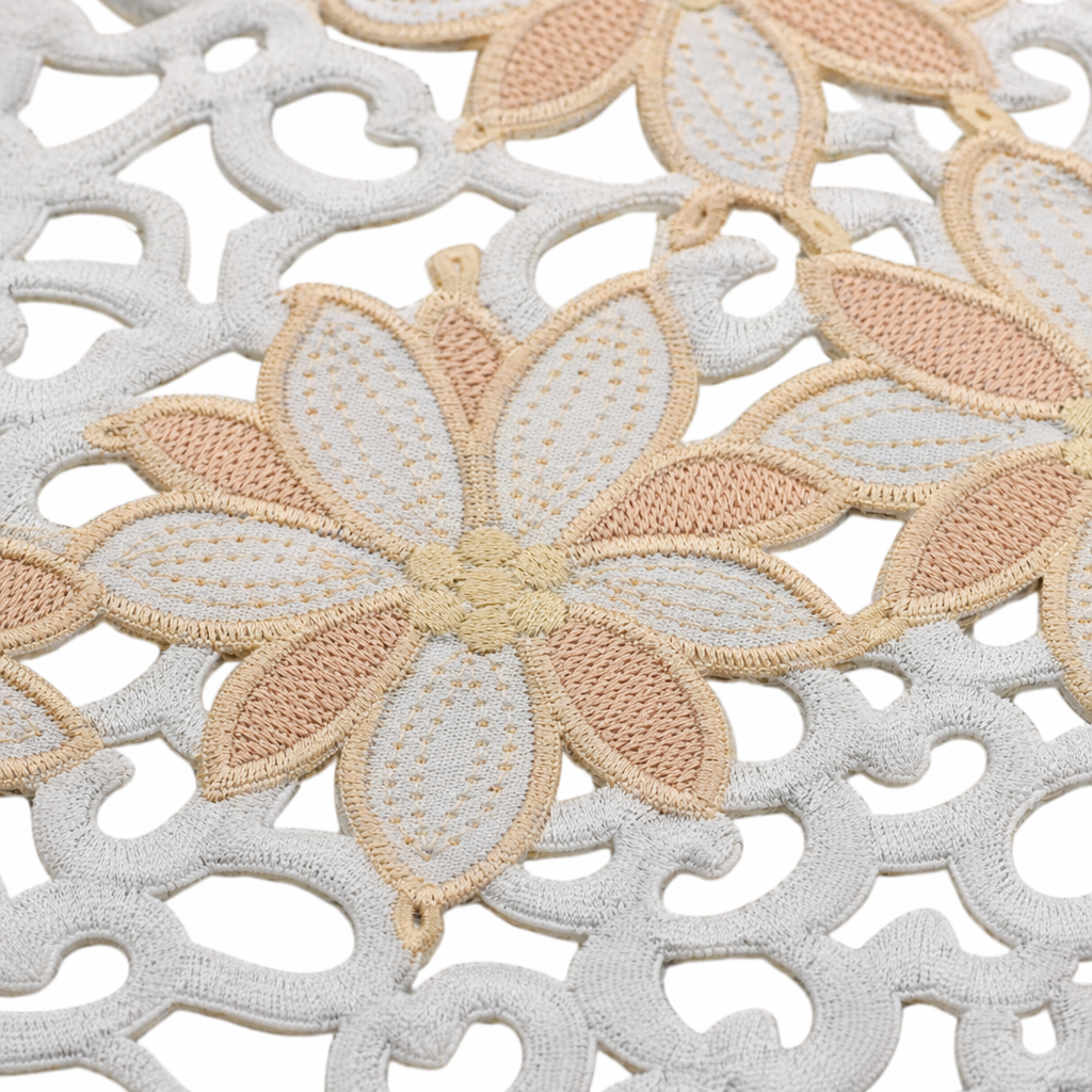 Beige flower-embroidered table MATS, tablecloths and home furnishings Application Scenario