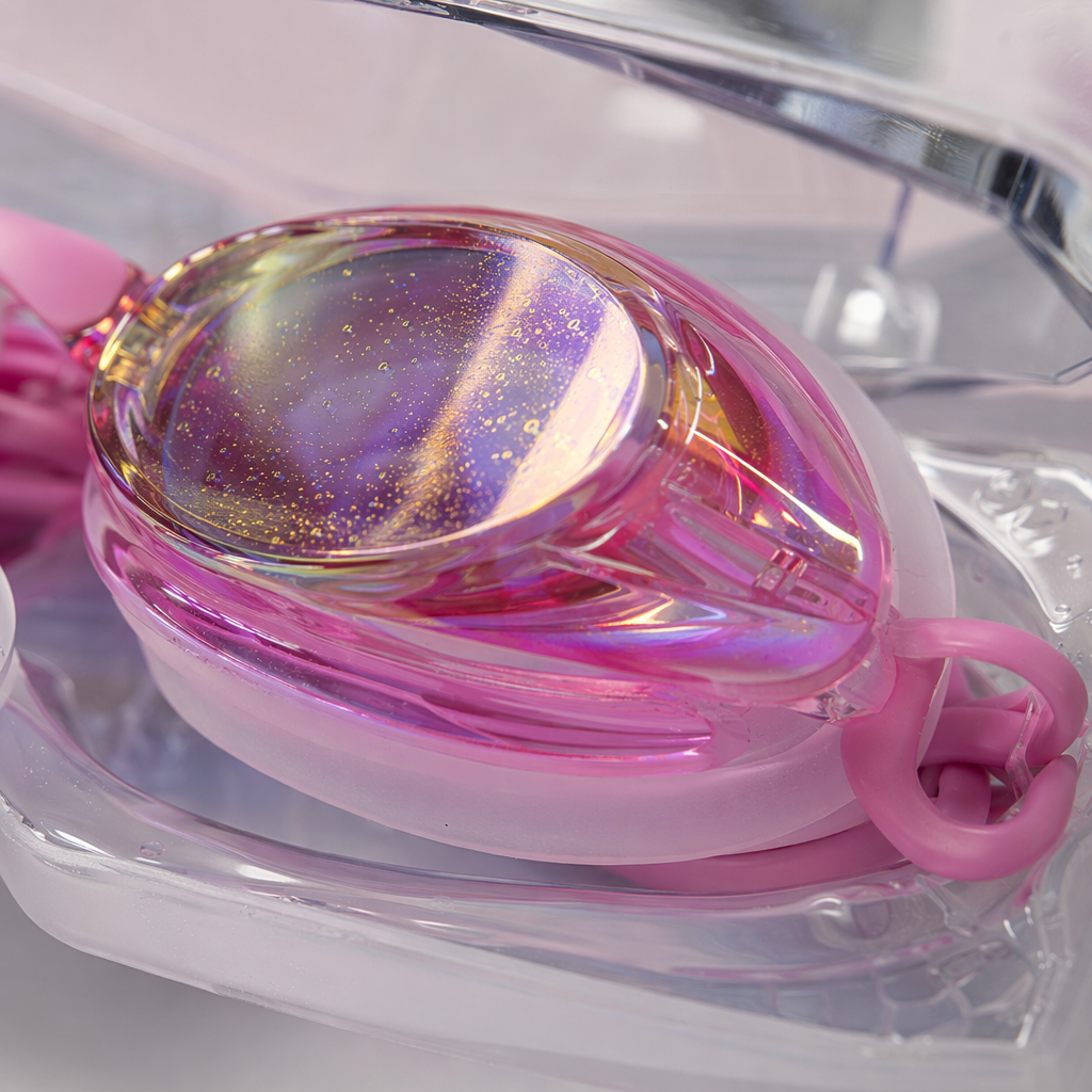 Pink swimming goggles with transparent storage case, anti-fog high-definition silicone swimming goggles suitable for both men and women Application Scenario