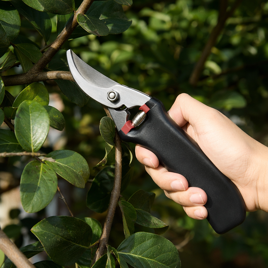 Black handle garden scissors, stainless steel sharp trimming household garden tools details Picture