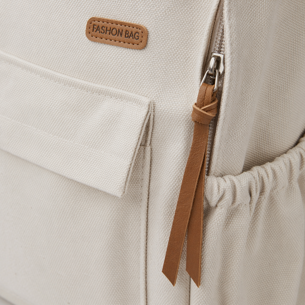 This beige, simple and fashionable ladies' backpack is lightweight and has a large capacity for commuting and leisure Application Scenario