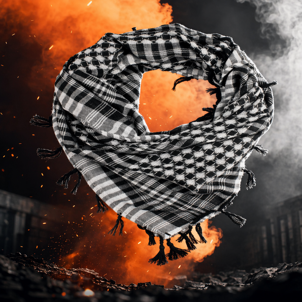 Black and white checkered scarf made of pure cotton and thickened for warmth, suitable for both men and women in autumn and winter Specification image