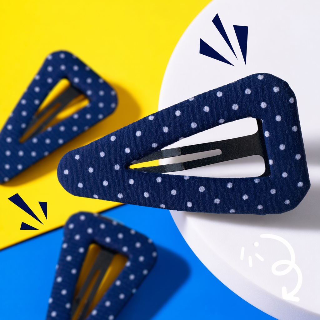 Blue polka dot hair clips are simple and cute Korean headwear for women and versatile accessories Specification image