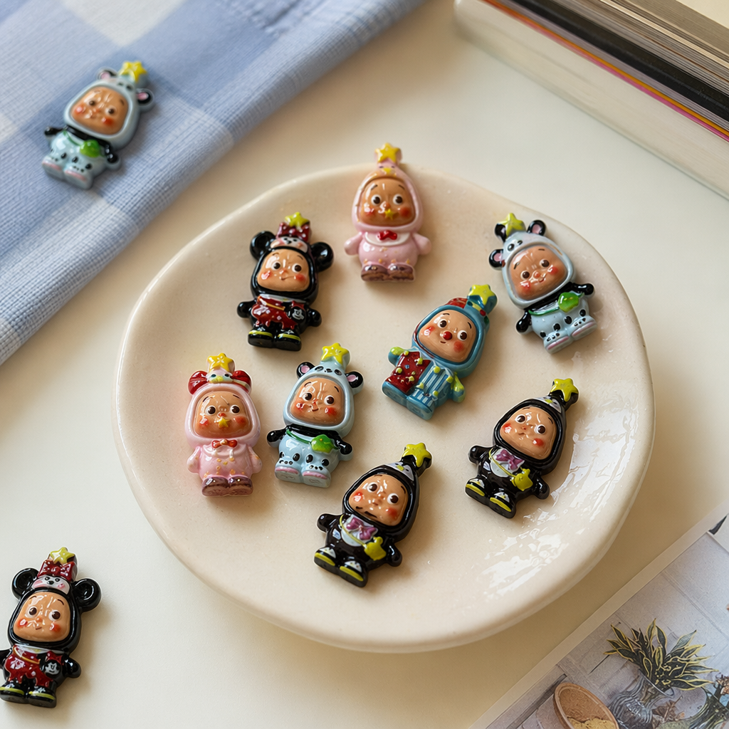 Colorful little dolls, cute plush figurines, decorative toys details Picture