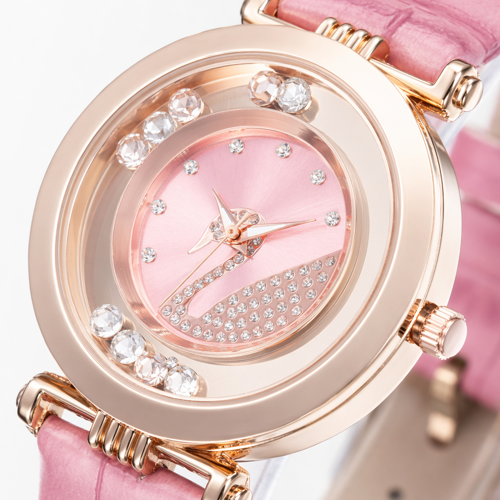 The pink leather strap rose gold ladies' watch is fashionable, light luxury, simple and versatile Application Scenario