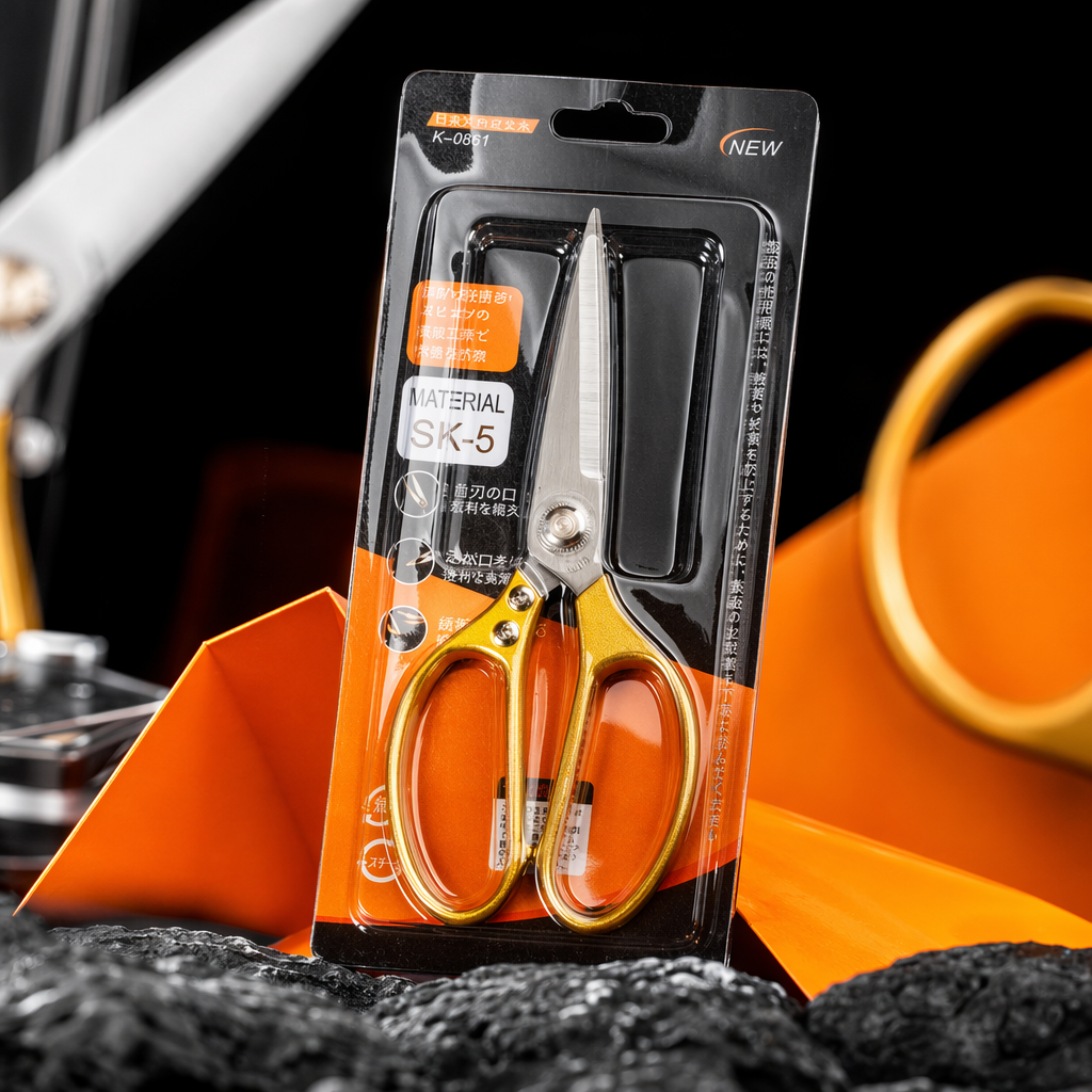 Golden handle scissors, household stainless steel sharp paper and fabric cutting multi-functional scissors Specification image