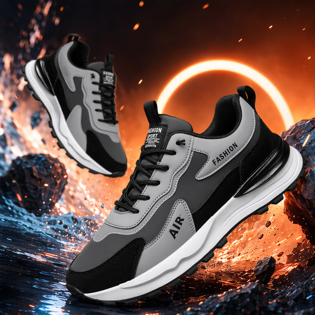 Grey and black color-blocked sports shoes, breathable, shock-absorbing and lightweight, suitable for both men and women Specification image