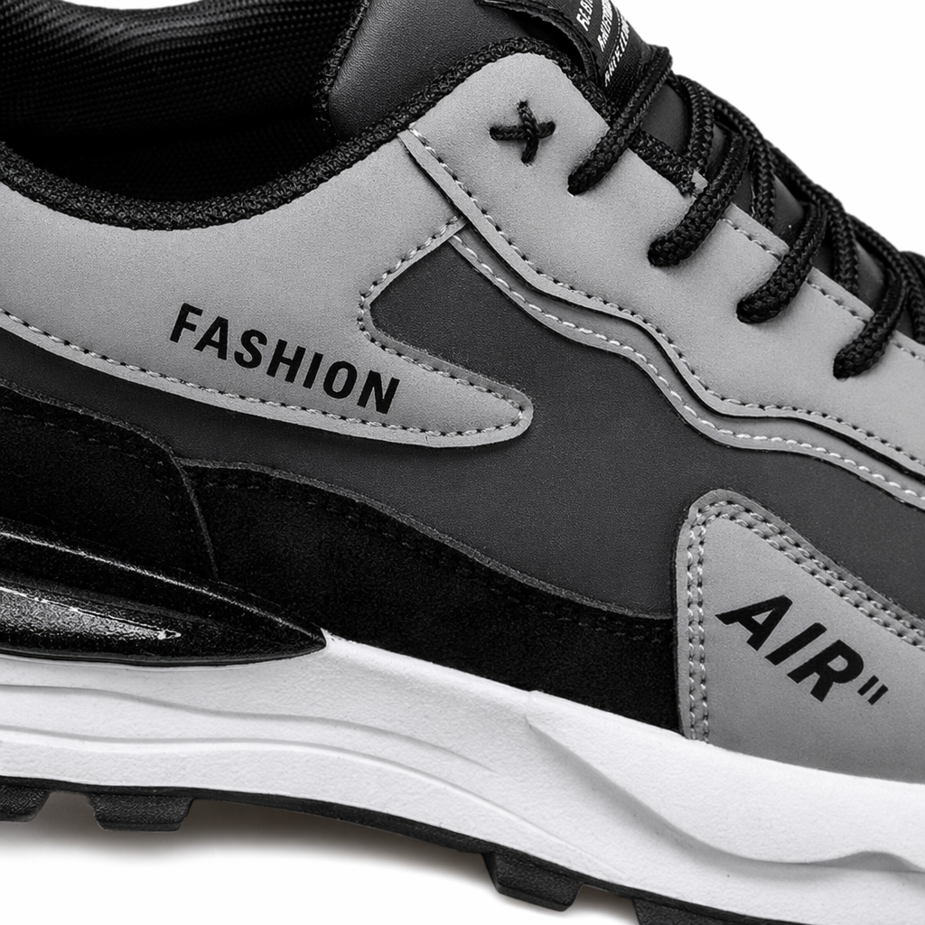 Grey and black color-blocked sports shoes, breathable, shock-absorbing and lightweight, suitable for both men and women Application Scenario