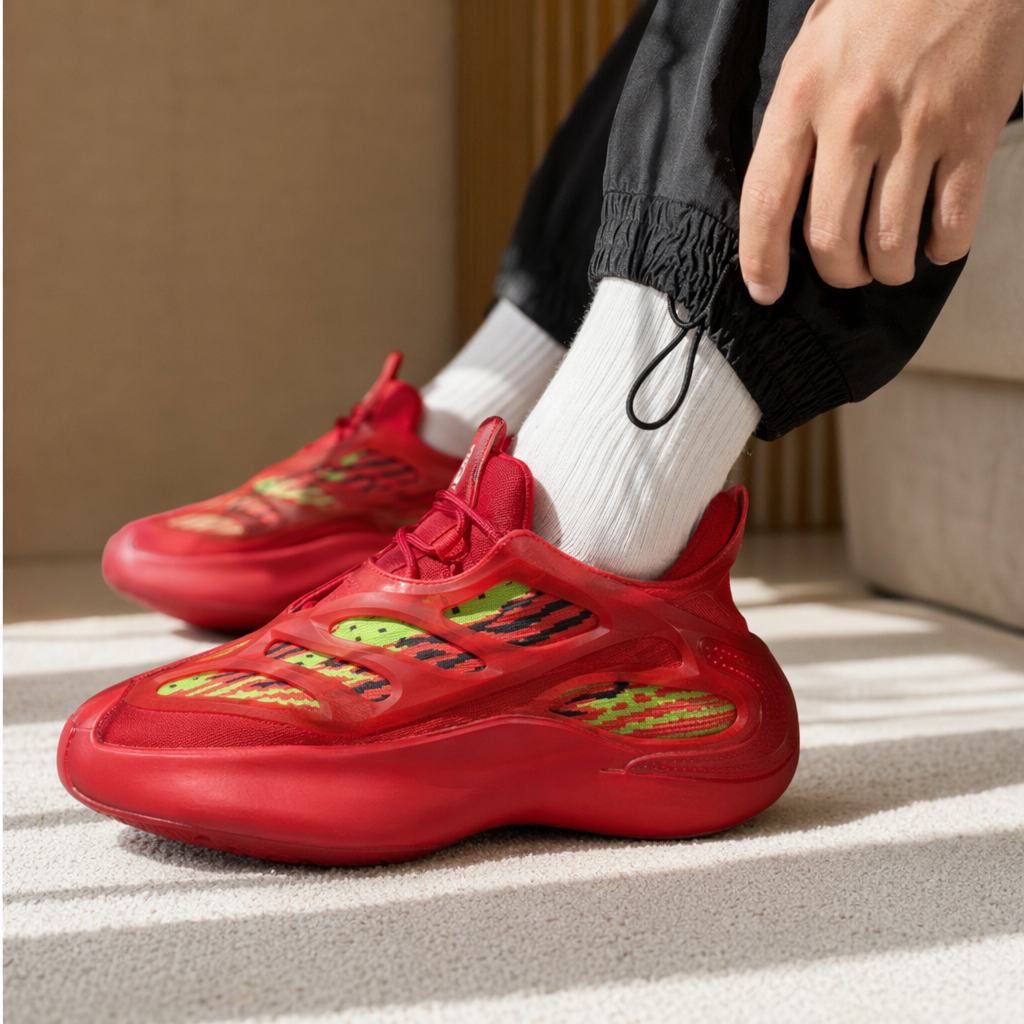 Red sports shoes are breathable, lightweight and shock-absorbing, suitable for both men and women details Picture