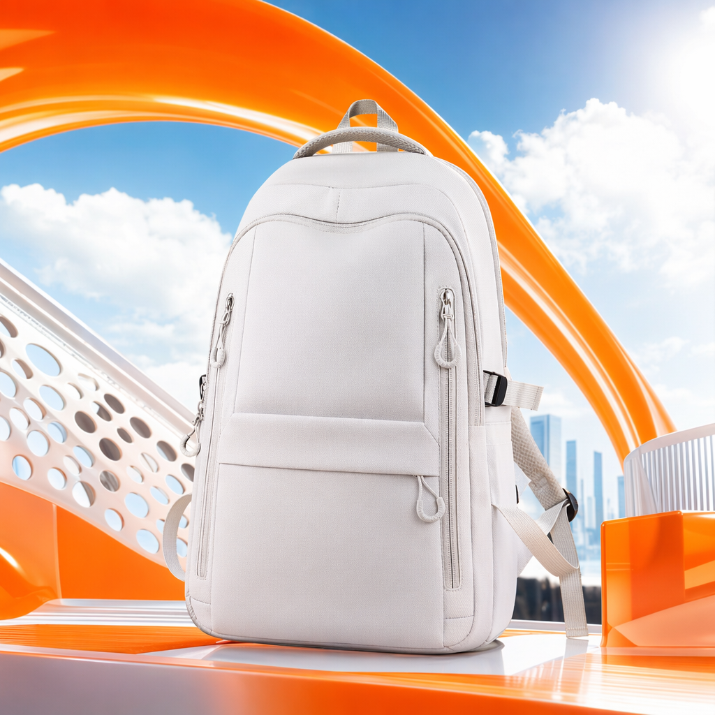 Light grey backpack, lightweight and large-capacity student commuting travel backpack Specification image