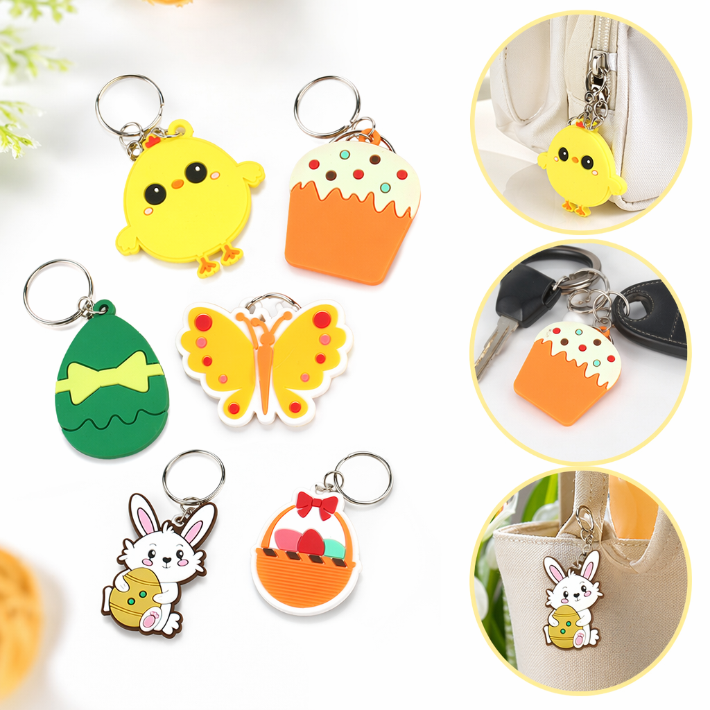 Creative cartoon Easter pendants, silicone PVC Easter eggs, rabbits, chicks, keychains, bags, schoolbags, decorative small accessories, cross-border e-commerce sources, cultural and creative small gifts full image