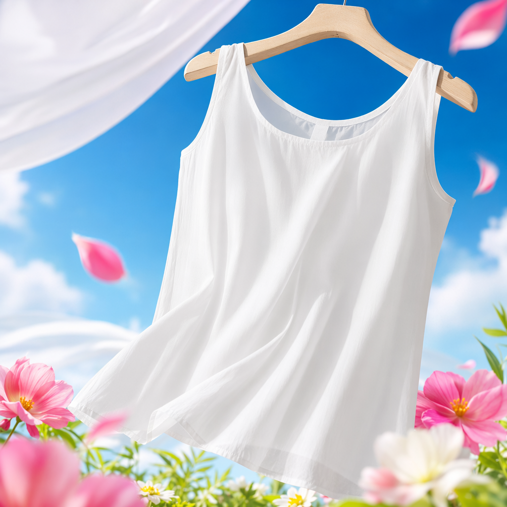 White sleeveless top, pure cotton, simple and versatile women's summer short-sleeved T-shirt Specification image
