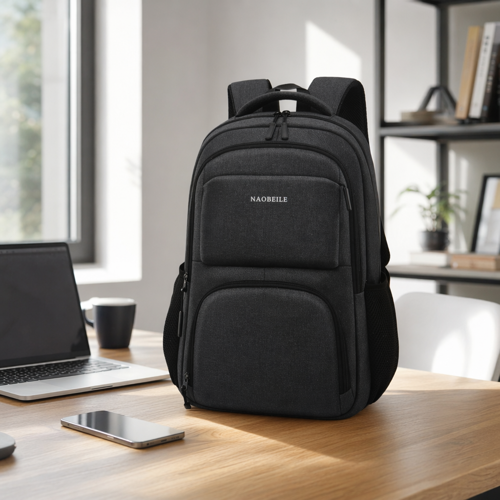 The grey backpack is simple and versatile. It is convenient for students to commute, has a large capacity and is fashionable and casual details Picture
