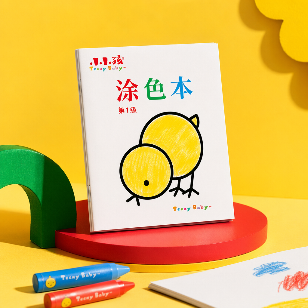 Colour children's coloring book cover white background Libro de Colorear Nivel 1 Yellow chick pattern Specification image