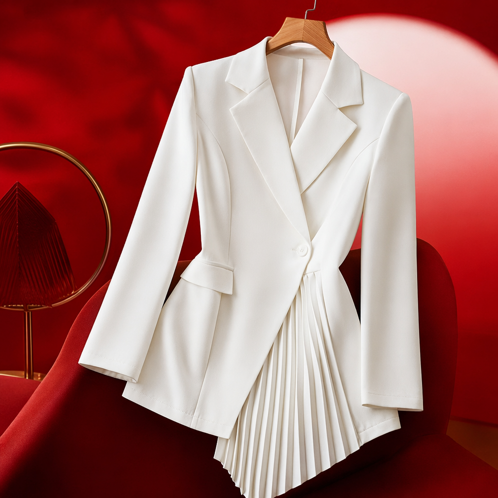 The white suit jacket is slimming and form-fitting, suitable for both men and women in business and casual wear Specification image