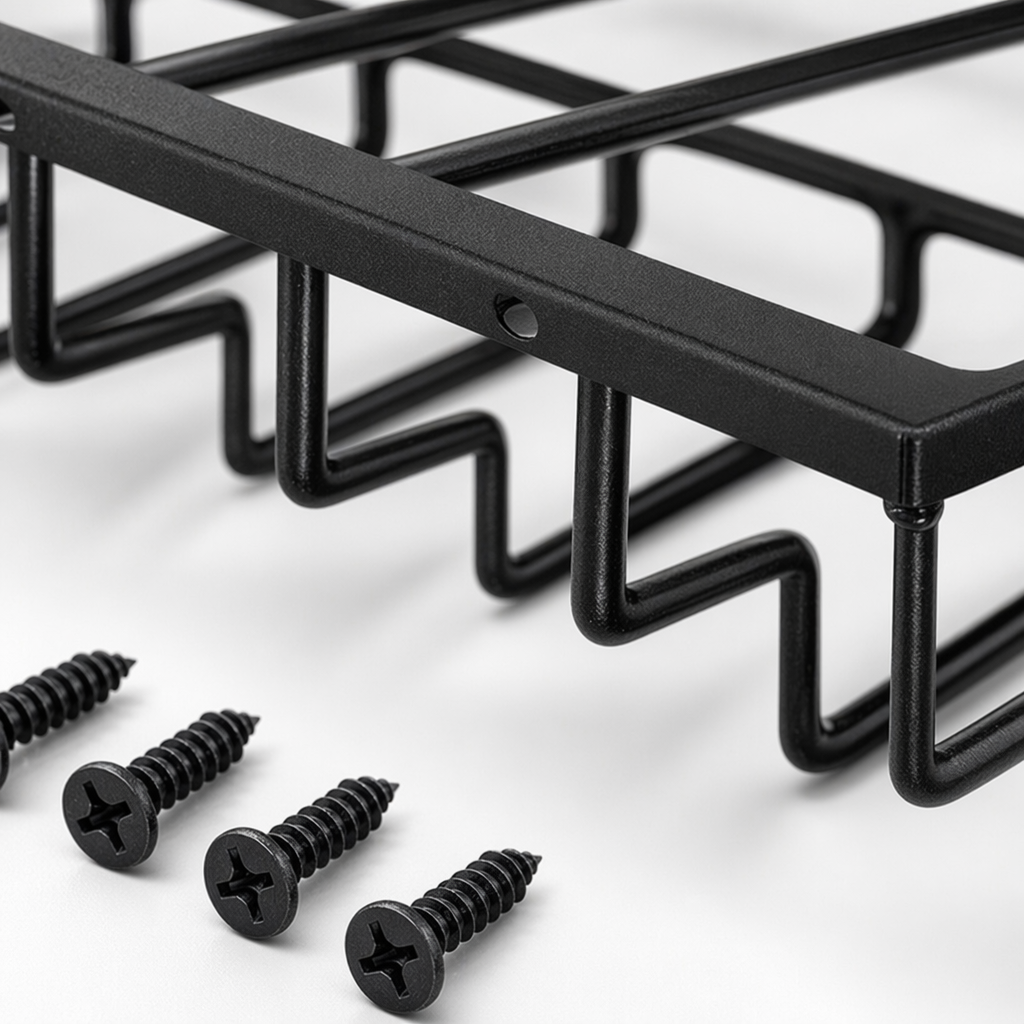 Black metal wine glass rack, a wall-mounted storage rack for home kitchens Application Scenario