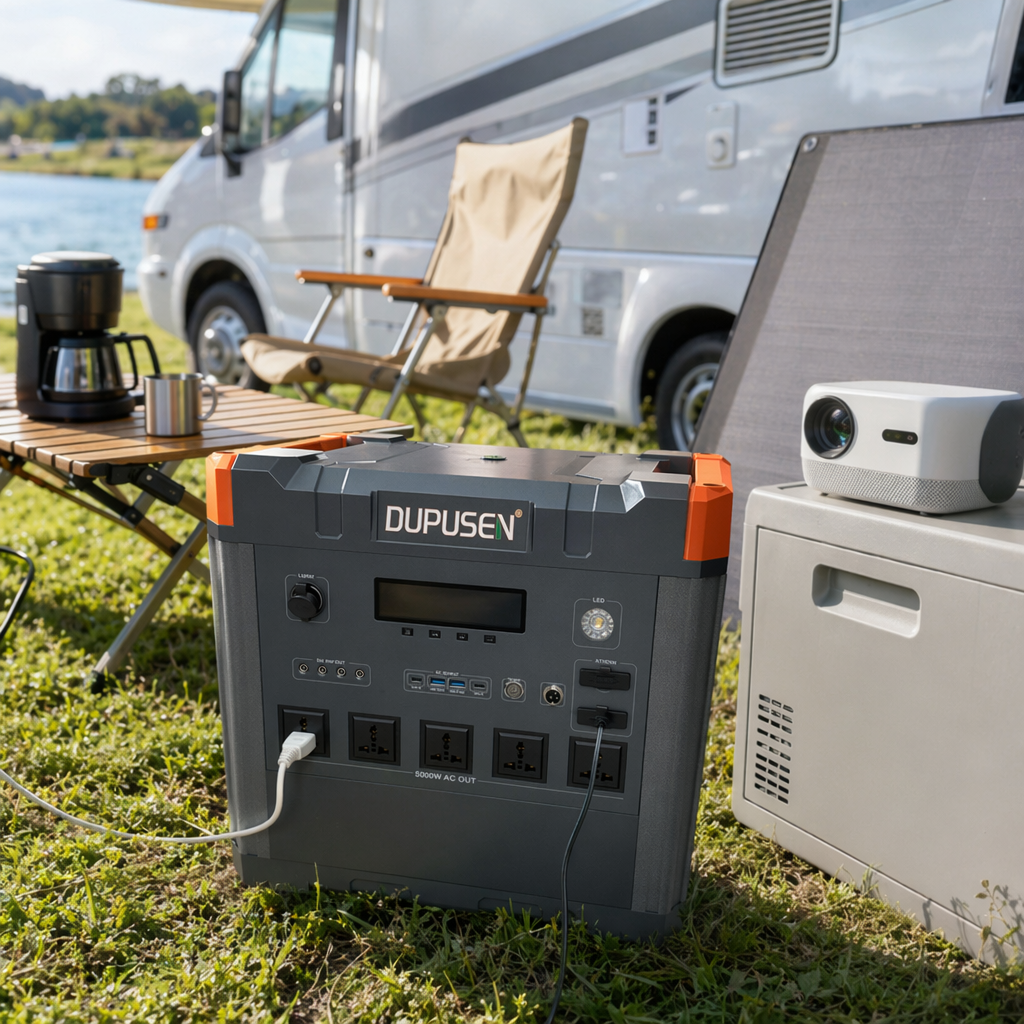 DUPUSEN grey orange edge portable power supply 5000W AC OUT multi-socket USB LED knob control details Picture