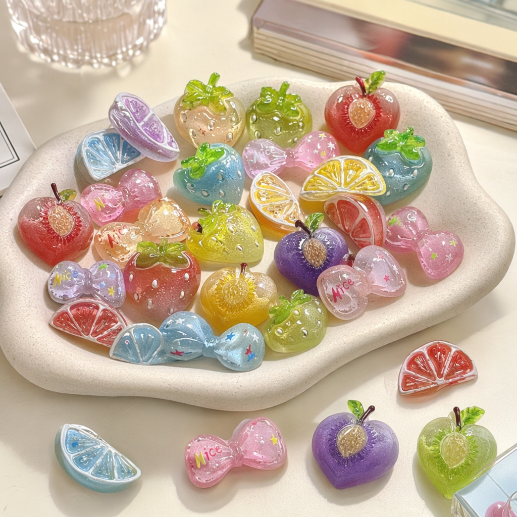 Colorful fruit-shaped hair clips and cute headwear for girls are available in multiple colors