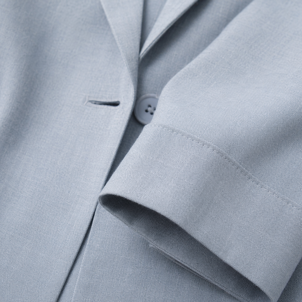 Light blue men's fitted suit jacket, single business formal wear for spring and autumn Application Scenario