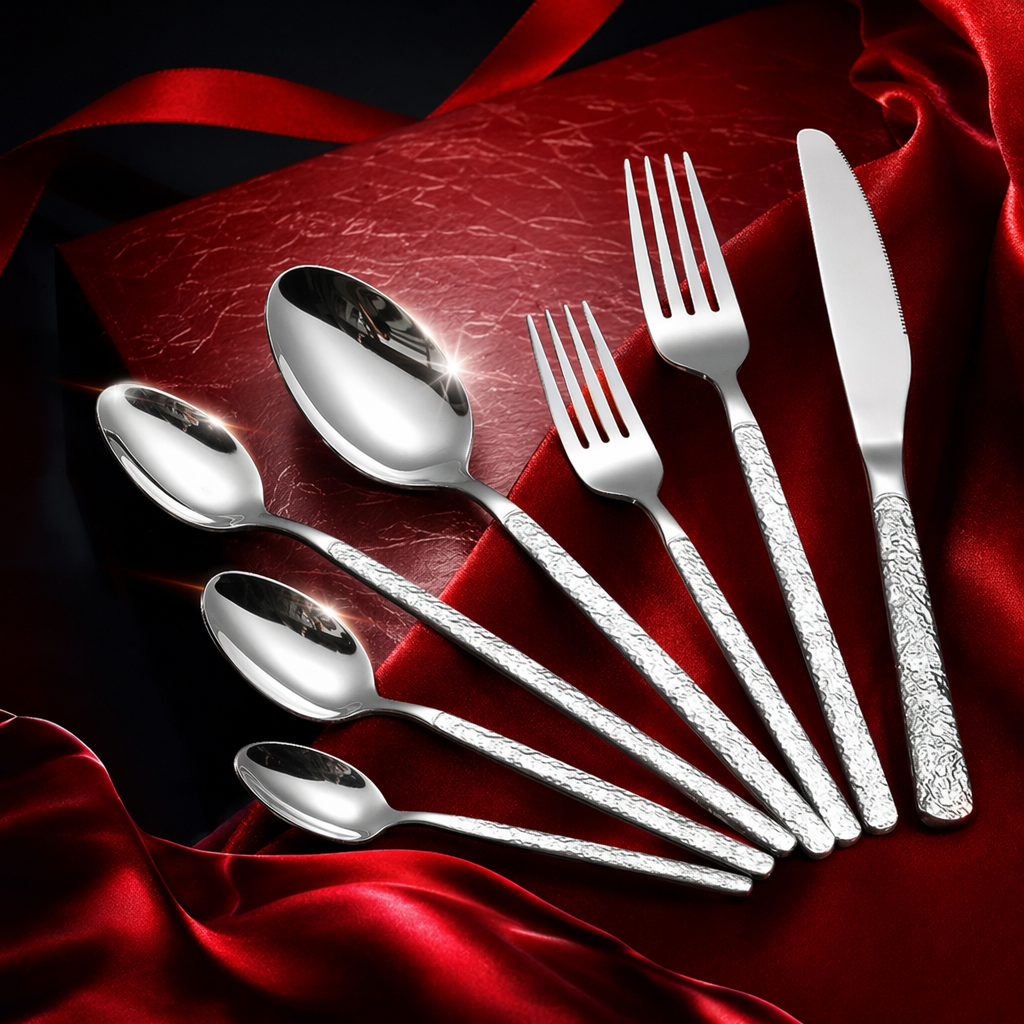 Silver tableware set, 304 stainless steel 6-piece set, home Western cuisine gift box Specification image