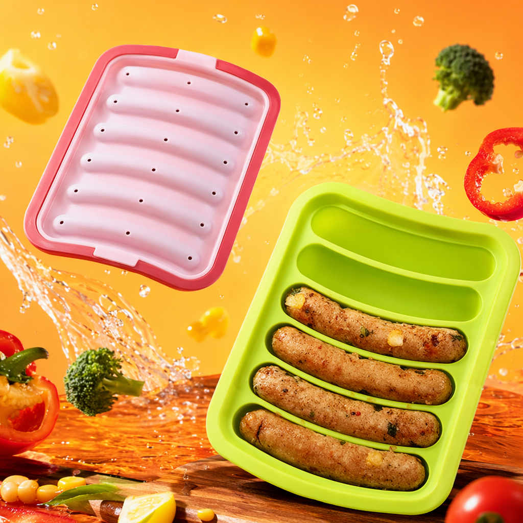 Green silicone sausage mold, household high-temperature resistant, food-grade and easy to demold Specification image