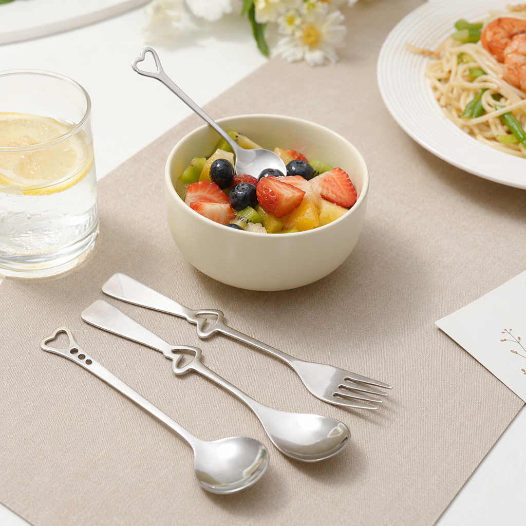 Silver heart-shaped decorative tableware set of 6 pieces, table setting, home decoration details Picture