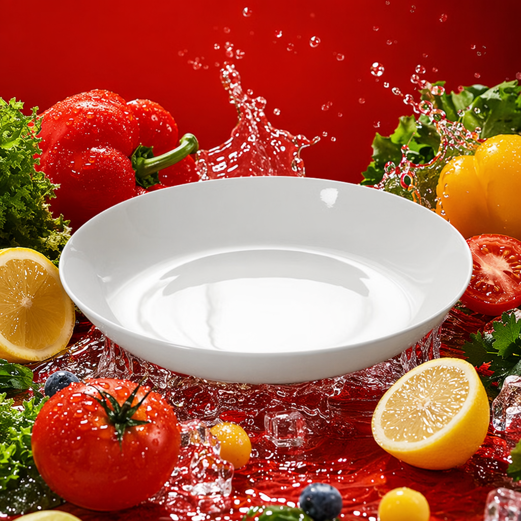 White porcelain plate, simple household dinner plate, ceramic tableware, round serving plate Specification image