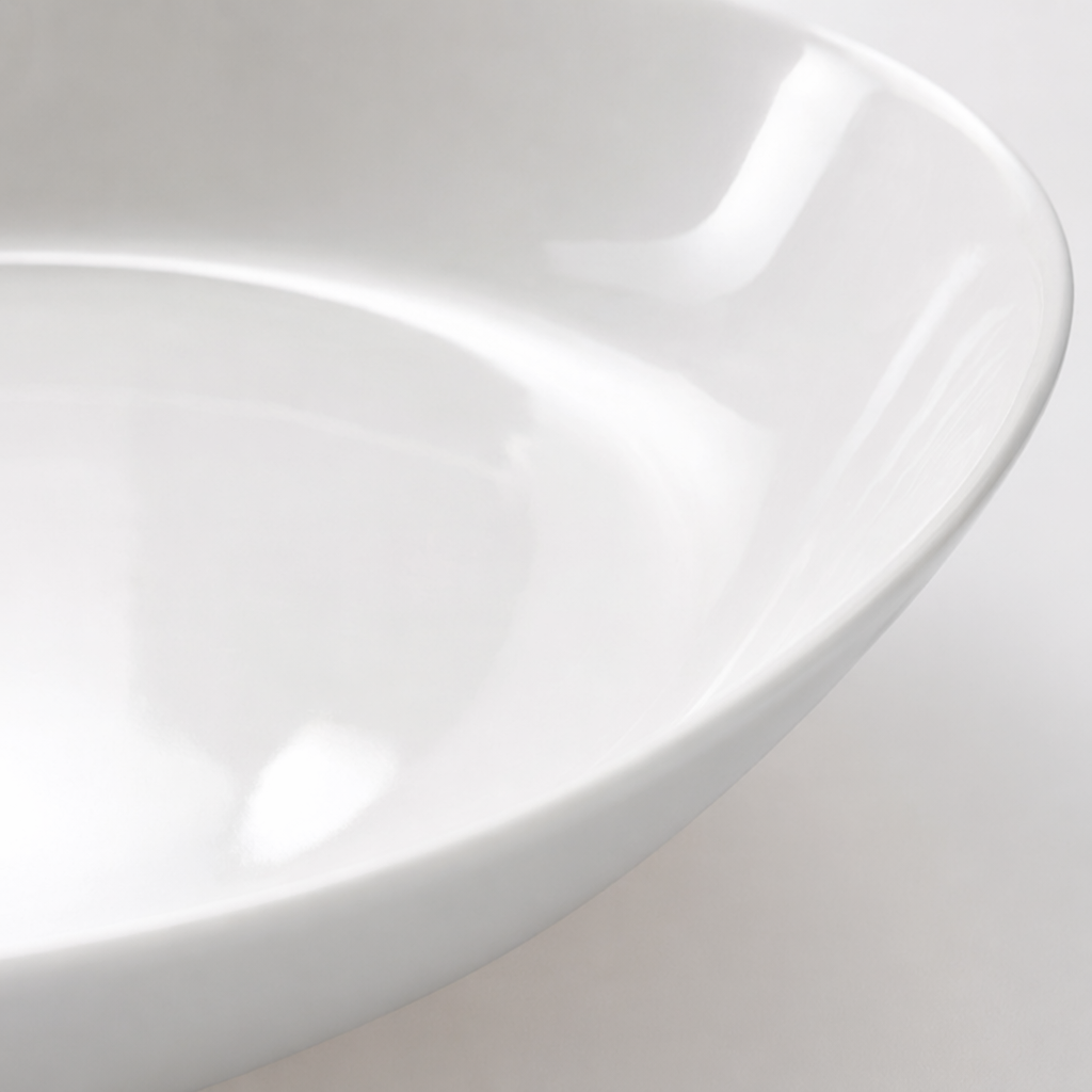 White porcelain plate, simple household dinner plate, ceramic tableware, round serving plate Application Scenario