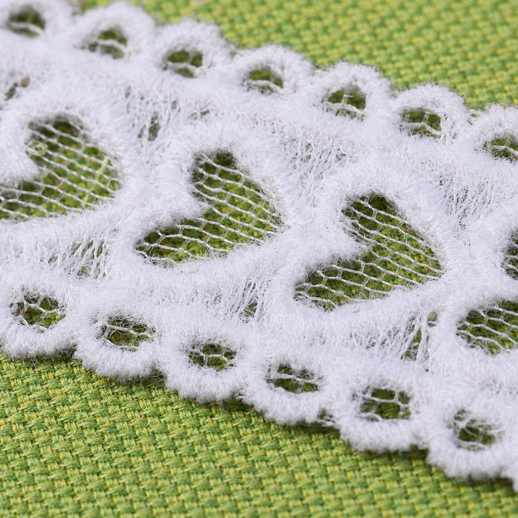 White lace trim and green heart-shaped hollowed-out pattern decorative fabric Application Scenario