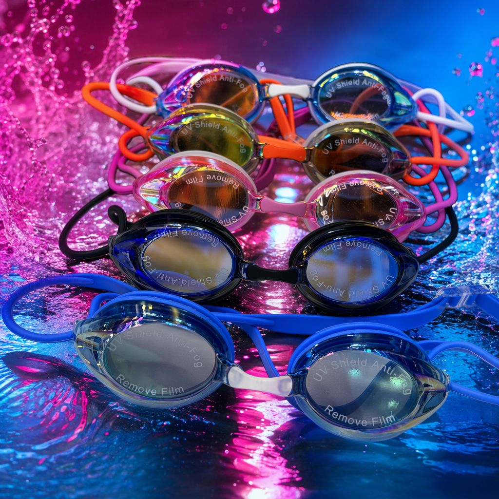 Colorful swimming goggles, anti-fog high-definition silicone swimming goggles, comfortable and snug swimming goggles for both men and women Specification image