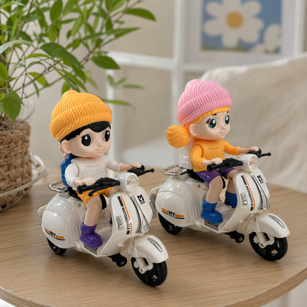 White motorcycle double doll set details Picture