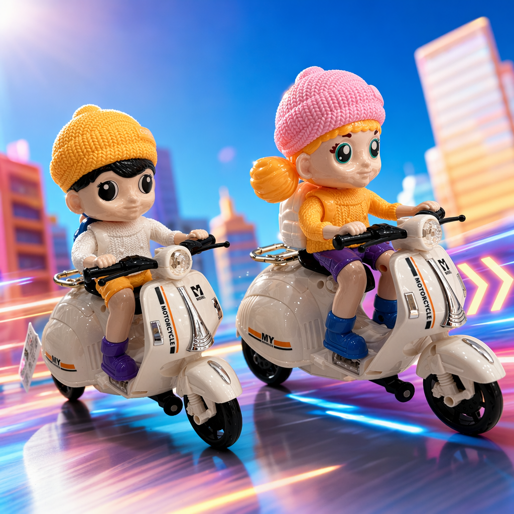 White motorcycle double doll set Specification image