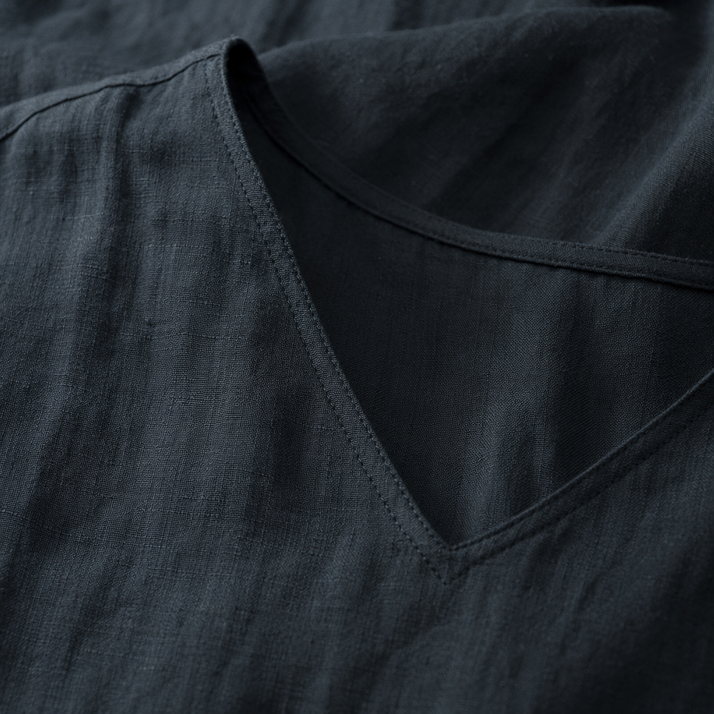 Dark grey V-neck short-sleeved dress for women in summer, slimming and shaping, pure cotton, simple and elegant Application Scenario