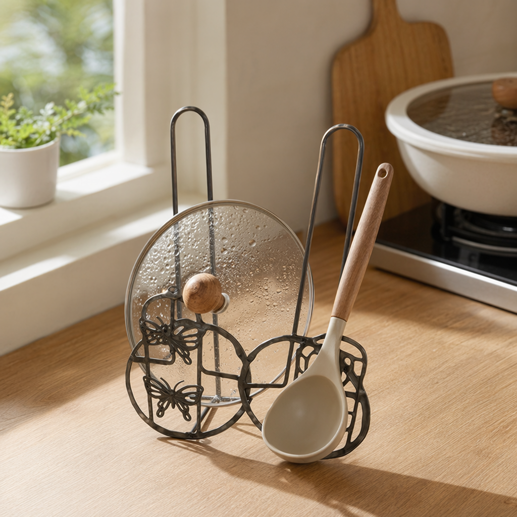 The metal butterfly-shaped phone stand on the desktop is adjustable in Angle for stable load-bearing details Picture