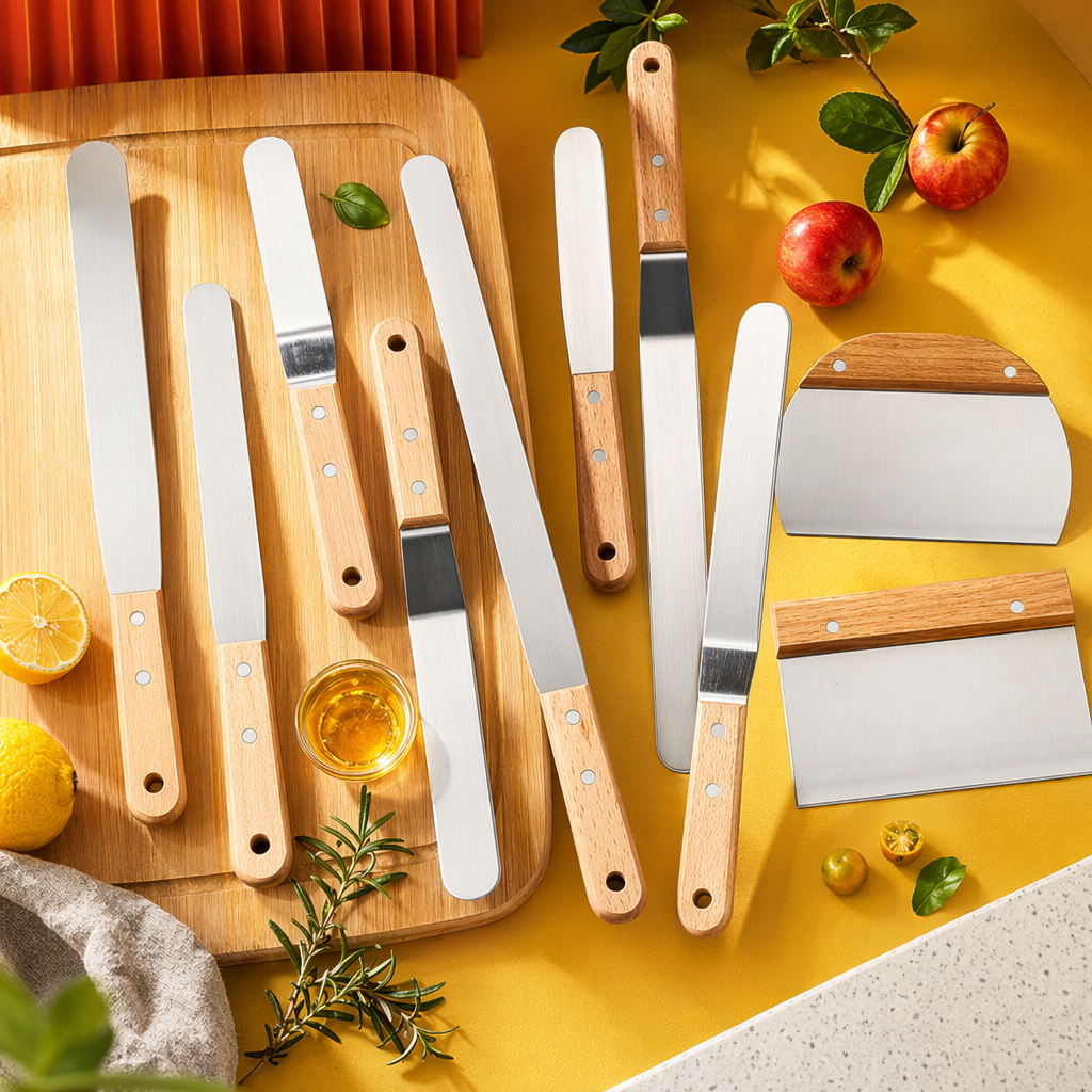 Wooden handle scraper set, stainless steel blade, multi-functional wall paint cleaning tool Specification image