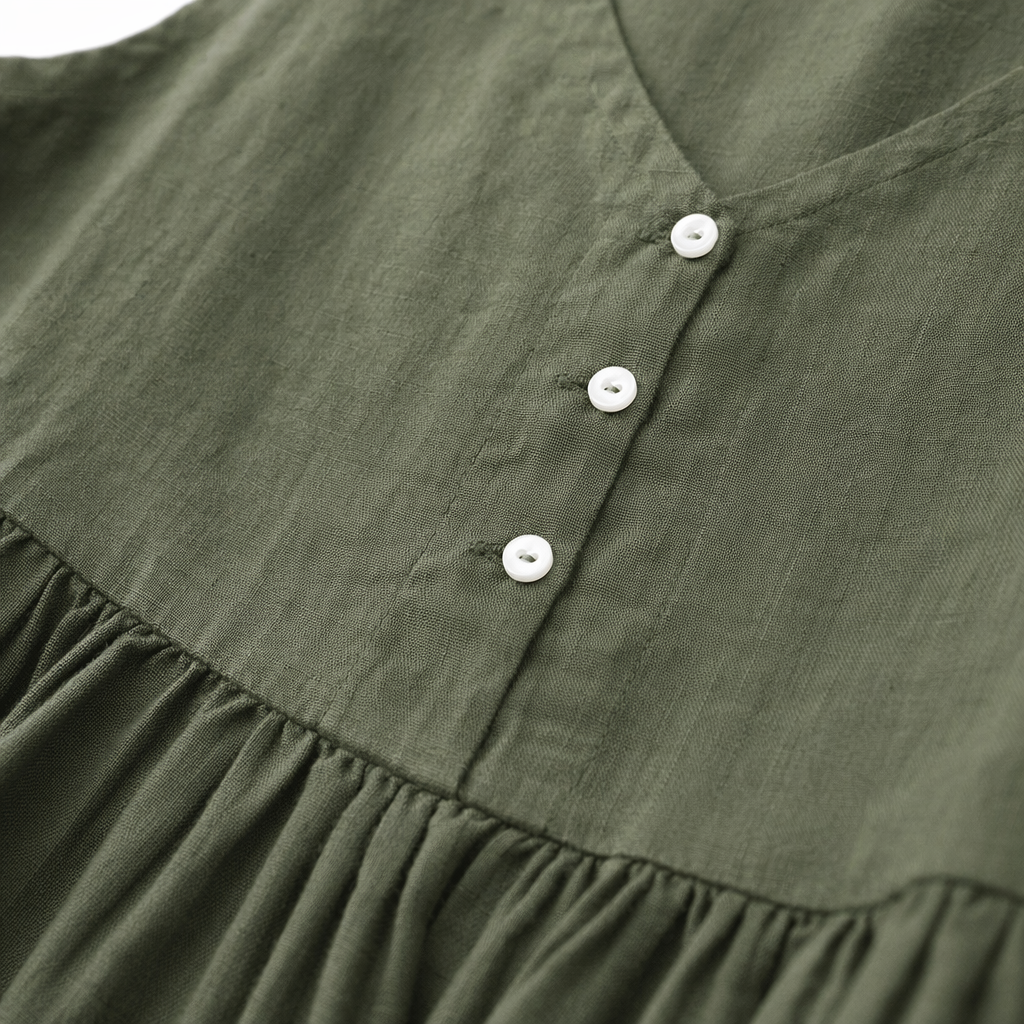 The military green sleeveless dress is A fashionable, simple and slimming A-line dress for women in summer Application Scenario
