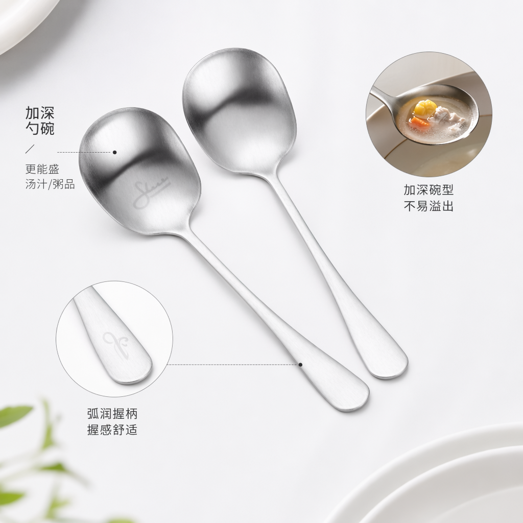 银色光面长柄勺子咖啡茶饮搅拌勺厨房实用餐具